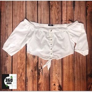 BDG Urban Outfitters Cindy Poplin Off Shoulder Top